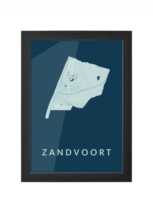 zandvoort stadskaart poster ingelijst in zwarte lijst