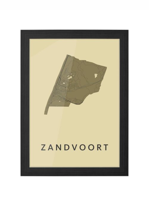 zandvoort stadskaart poster ingelijst in zwarte lijst