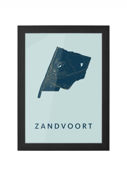 zandvoort stadskaart poster ingelijst in zwarte lijst