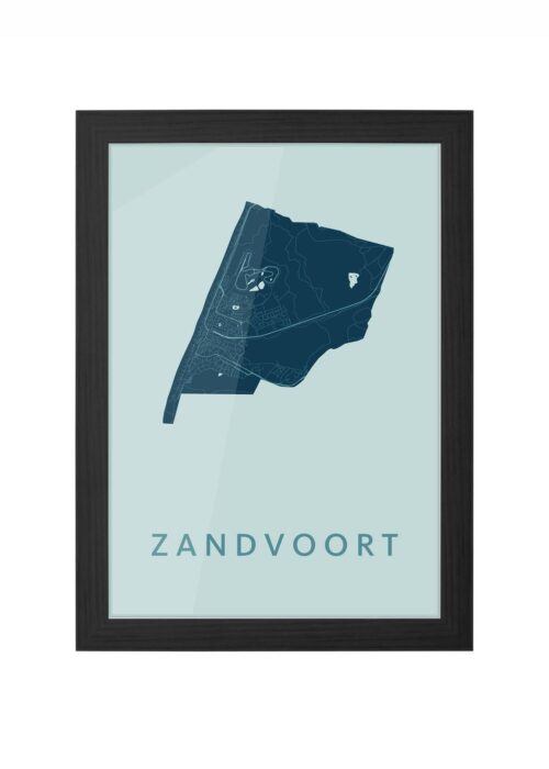 zandvoort stadskaart poster ingelijst in zwarte lijst