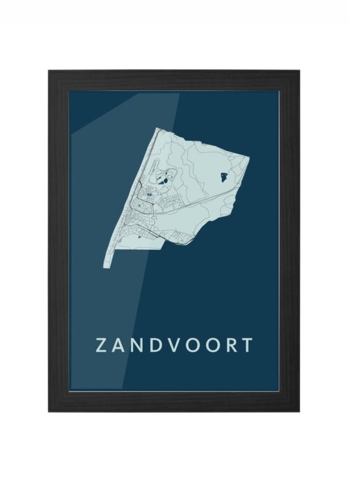 zandvoort stadskaart poster ingelijst in zwarte lijst