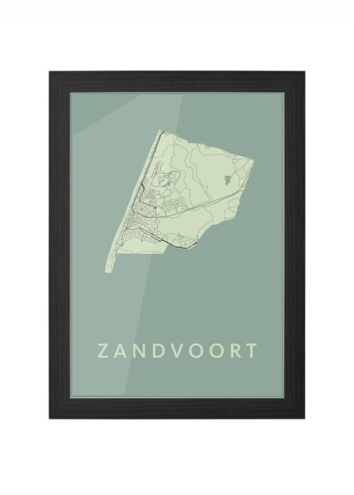zandvoort stadskaart poster ingelijst in zwarte lijst