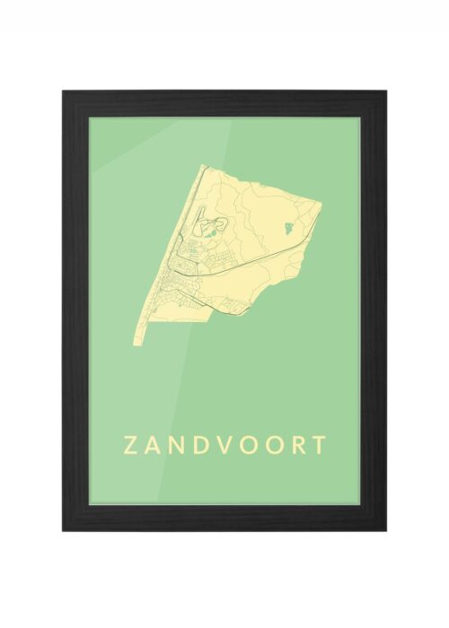 zandvoort stadskaart poster ingelijst in zwarte lijst