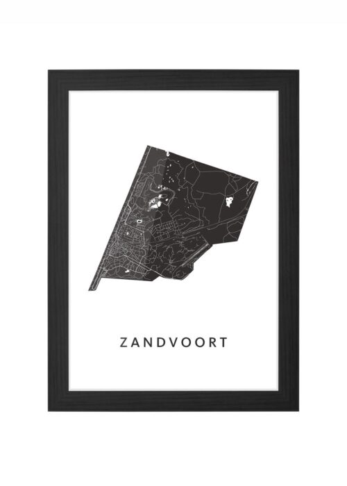zandvoort stadskaart poster ingelijst in zwarte lijst