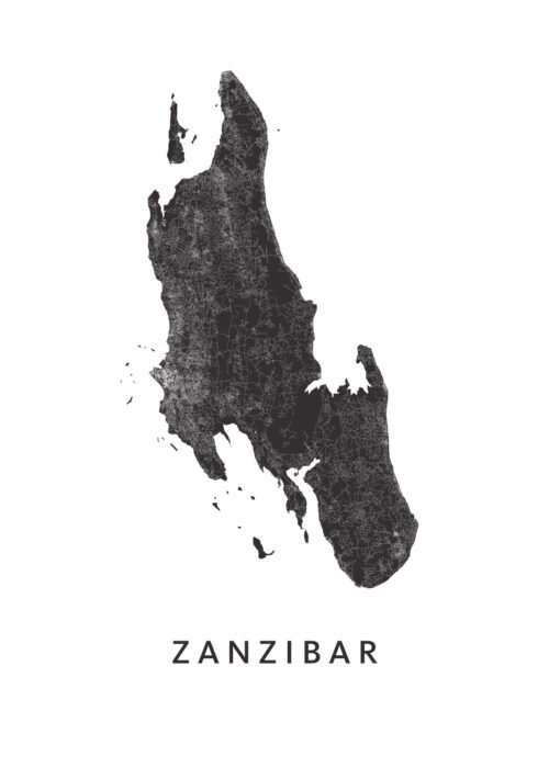 Zanzibar Eilandkaart Poster
