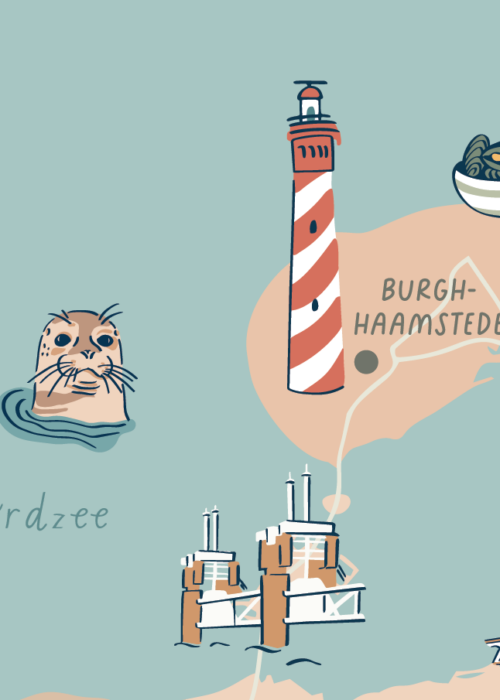 Geïllustreerde kaart provincie Zeeland | Kunst in Kaart