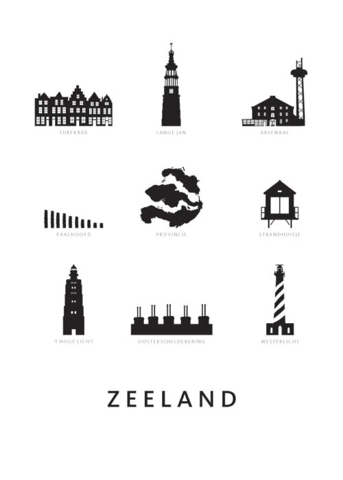 Iconisch Zeeland - Wit - Wit Poster