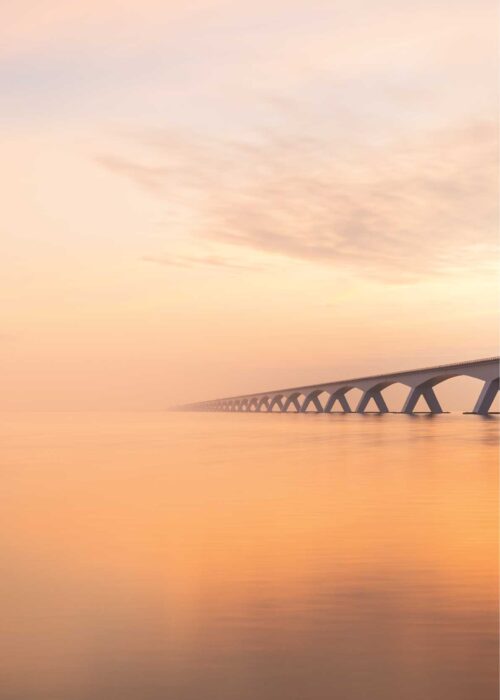 Zeelandbrug zonsopkomst — Fotografie Poster