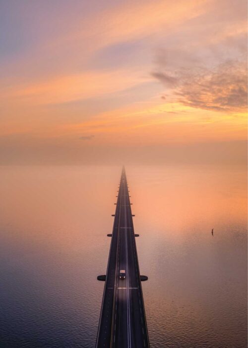 Zonsopkomst Zeelandbrug — Fotografie Poster