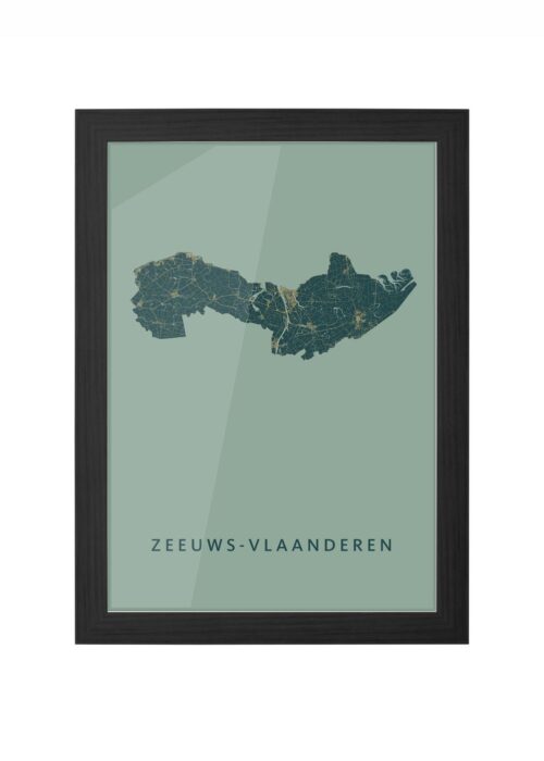 zeeuws stadskaart poster ingelijst in zwarte lijst