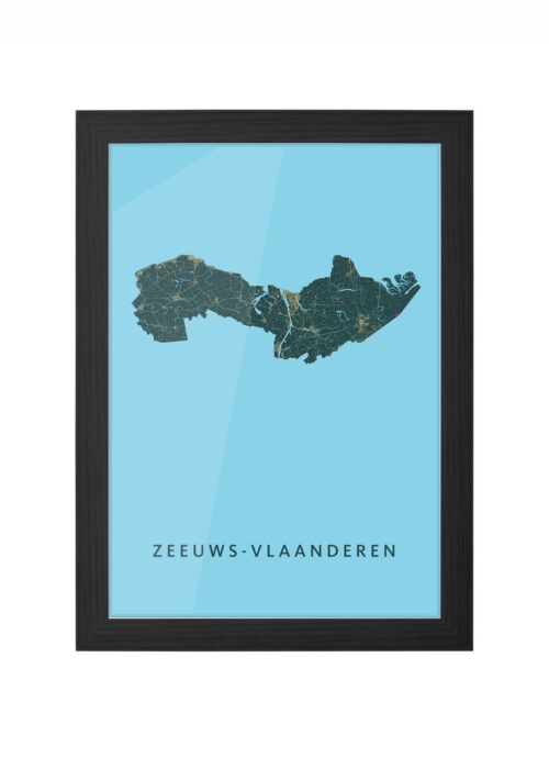 zeeuws stadskaart poster ingelijst in zwarte lijst