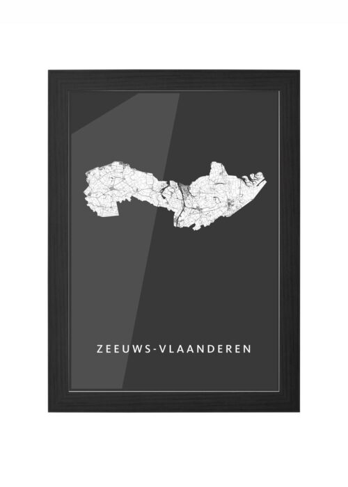 zeeuws stadskaart poster ingelijst in zwarte lijst