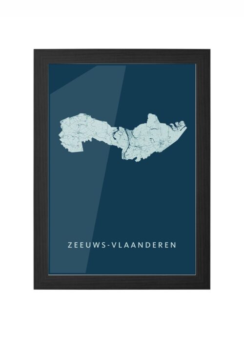 zeeuws stadskaart poster ingelijst in zwarte lijst