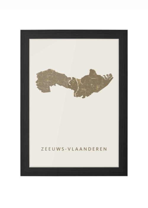 zeeuws stadskaart poster ingelijst in zwarte lijst