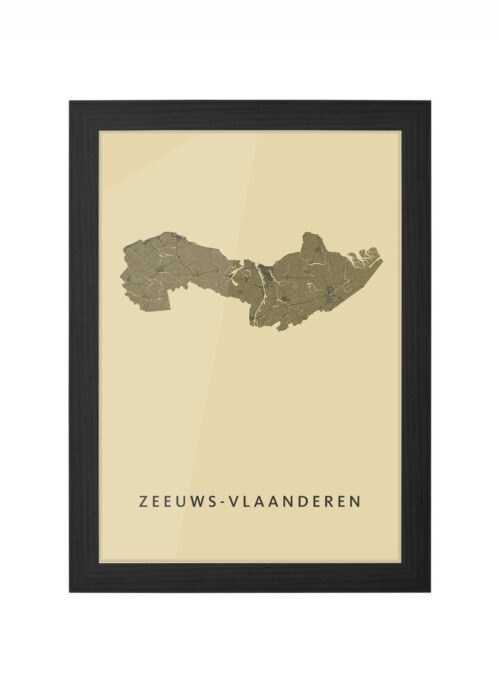 zeeuws stadskaart poster ingelijst in zwarte lijst