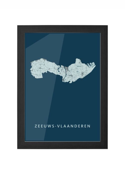 zeeuws stadskaart poster ingelijst in zwarte lijst