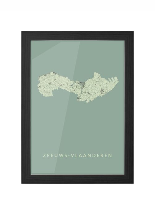 zeeuws stadskaart poster ingelijst in zwarte lijst