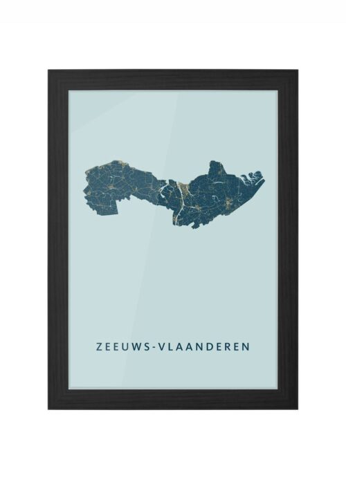 zeeuws stadskaart poster ingelijst in zwarte lijst