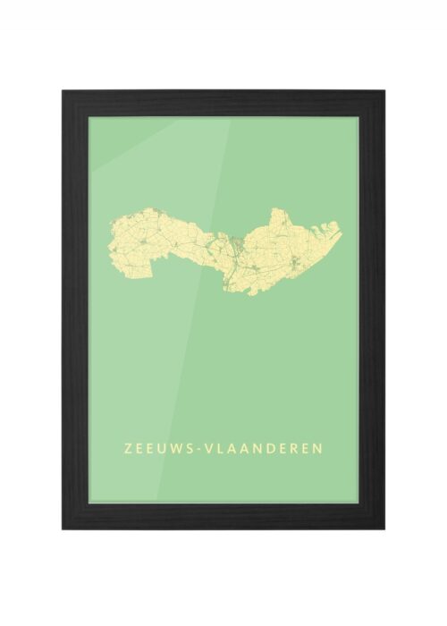 zeeuws stadskaart poster ingelijst in zwarte lijst