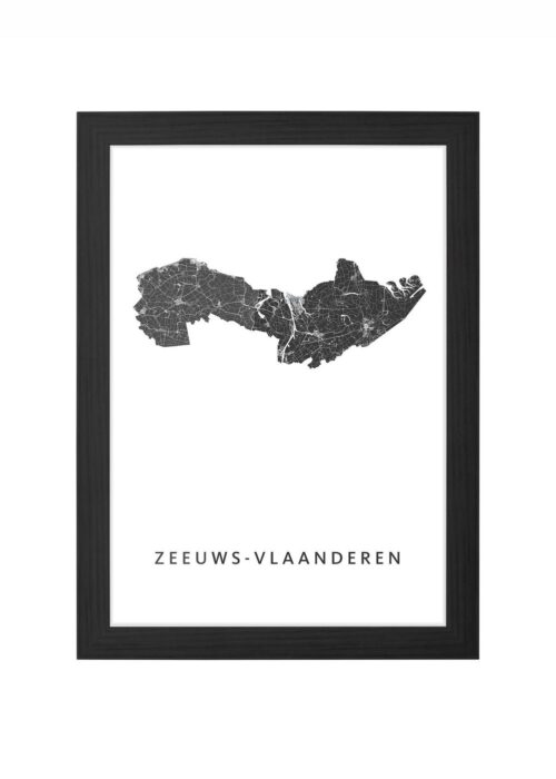 zeeuws stadskaart poster ingelijst in zwarte lijst