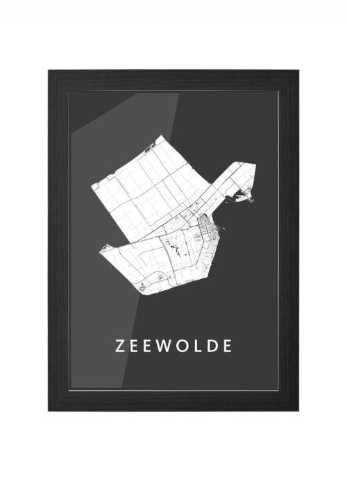 zeewolde stadskaart poster ingelijst in zwarte lijst