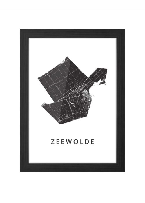 zeewolde stadskaart poster ingelijst in zwarte lijst