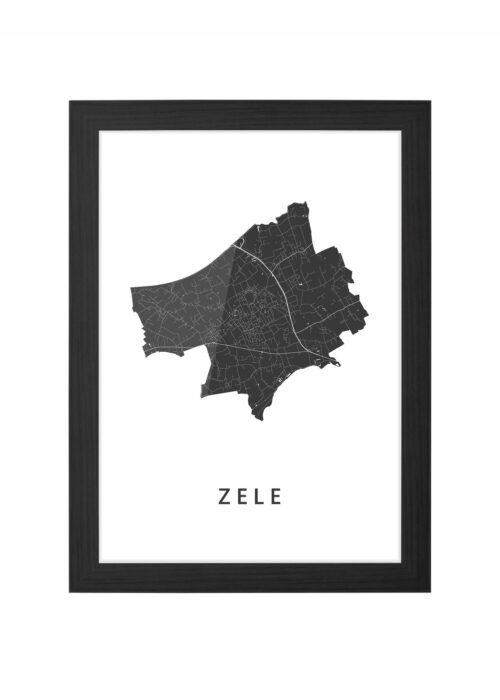zele kaart poster ingelijst in zwarte lijst