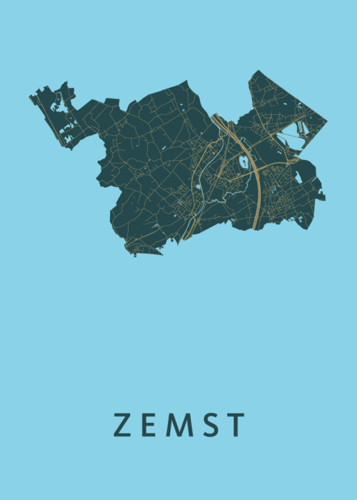 Zemst Stadskaart poster Azure