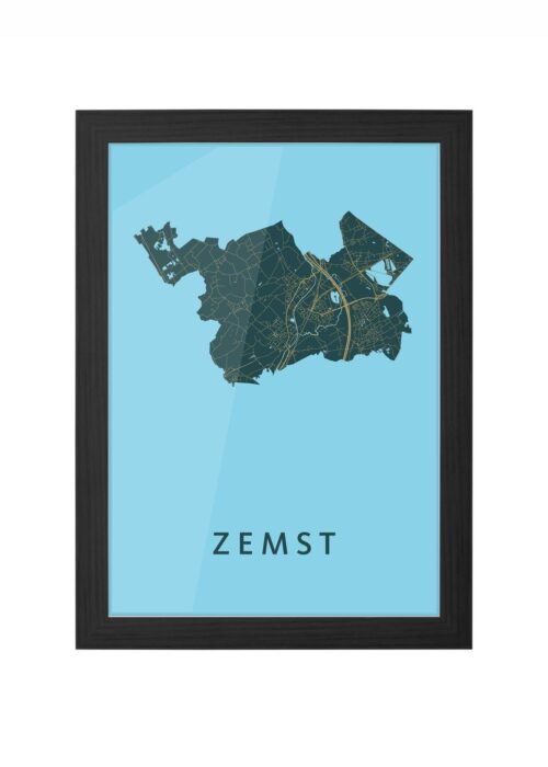 zemst stadskaart poster ingelijst in zwarte lijst