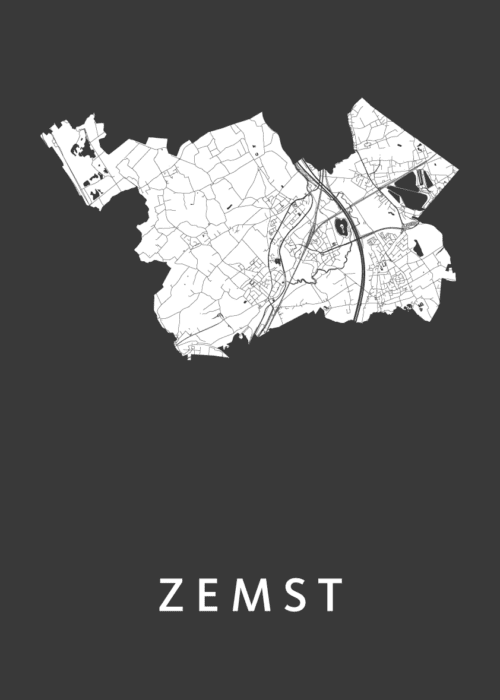 Zemst Stadskaart poster Black