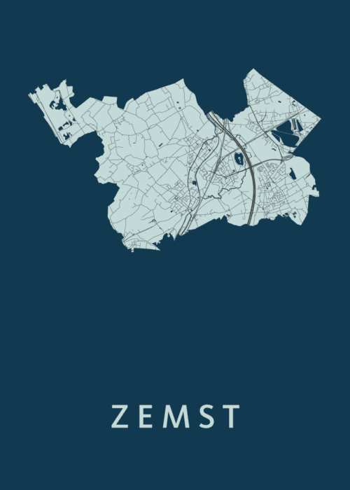 Zemst Stadskaart poster Navy