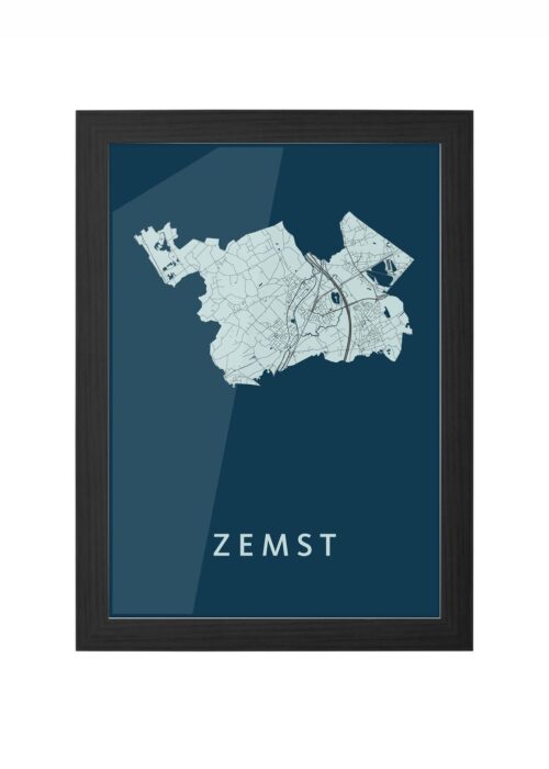zemst stadskaart poster ingelijst in zwarte lijst