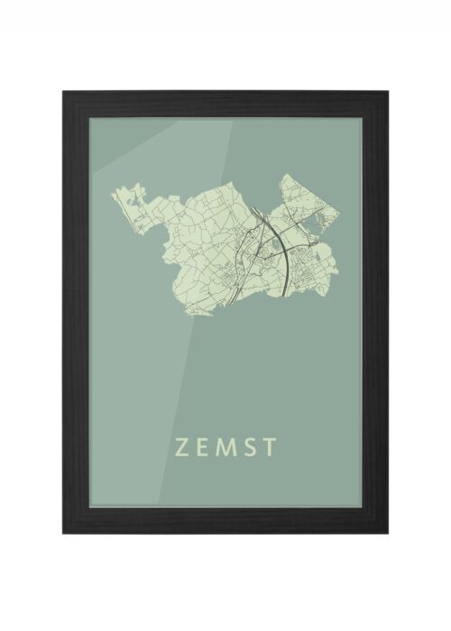 zemst stadskaart poster ingelijst in zwarte lijst