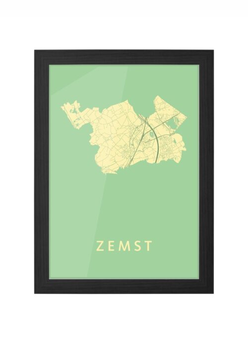 zemst stadskaart poster ingelijst in zwarte lijst