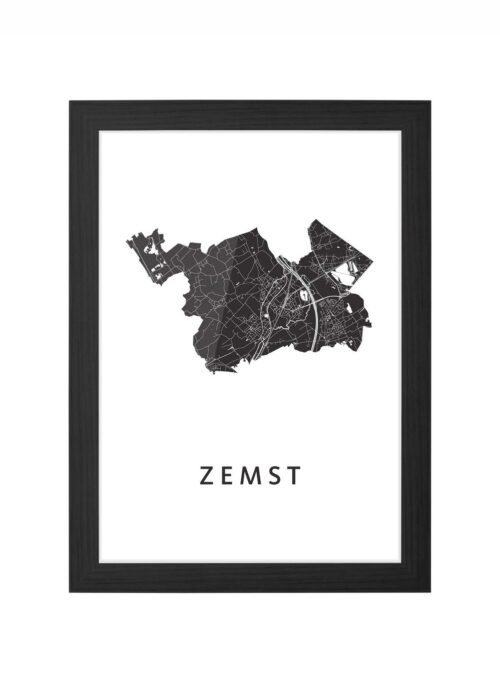 zemst stadskaart poster ingelijst in zwarte lijst