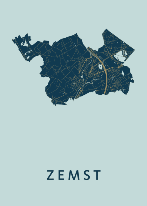 Zemst Stadskaart poster Prussian