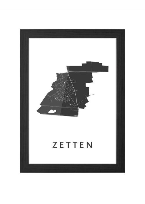 zetten stadskaart poster ingelijst in zwarte lijst