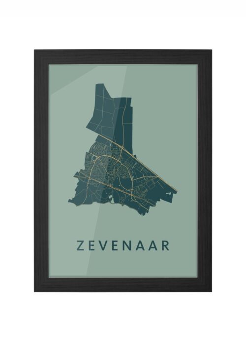 zevenaar stadskaart poster ingelijst in zwarte lijst