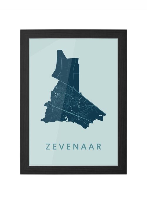 zevenaar stadskaart poster ingelijst in zwarte lijst