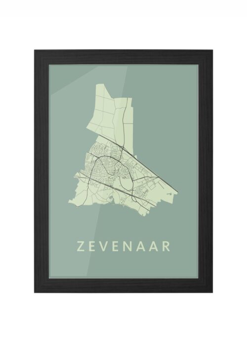 zevenaar stadskaart poster ingelijst in zwarte lijst