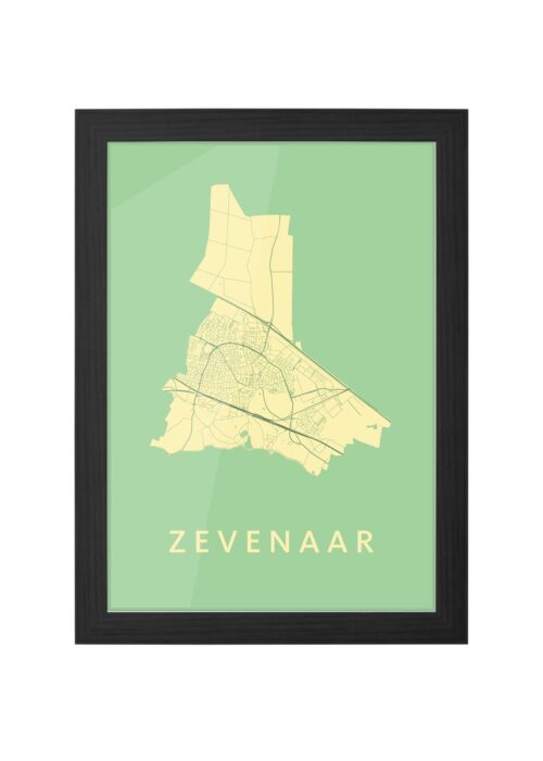 zevenaar stadskaart poster ingelijst in zwarte lijst