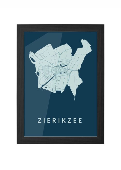zierikzee stadskaart poster ingelijst in zwarte lijst