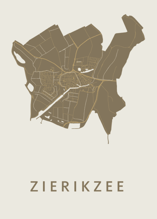 Zierikzee Stadskaart - Gold poster