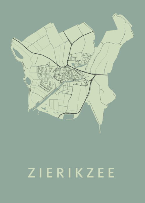 Zierikzee Stadskaart - Olive poster