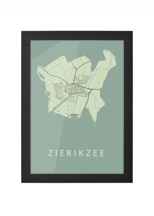 zierikzee stadskaart poster ingelijst in zwarte lijst