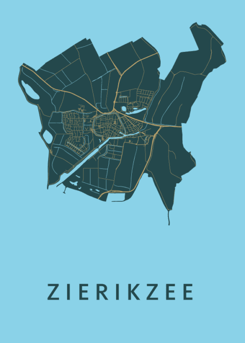 Zierikzee Stadskaart - Azure poster