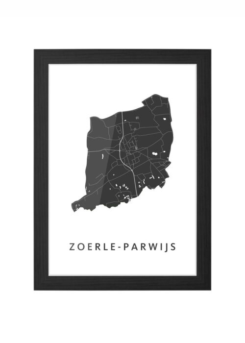zoerle-parwijs kaart poster ingelijst in zwarte lijst