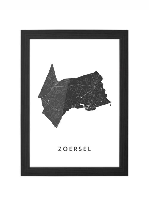 zoersel kaart poster ingelijst in zwarte lijst