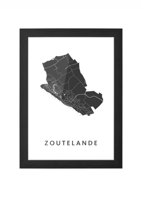 zoutelande kaart poster ingelijst in zwarte lijst