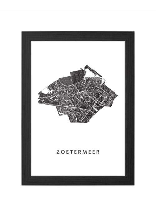 zoetermeer stadskaart poster ingelijst in zwarte lijst